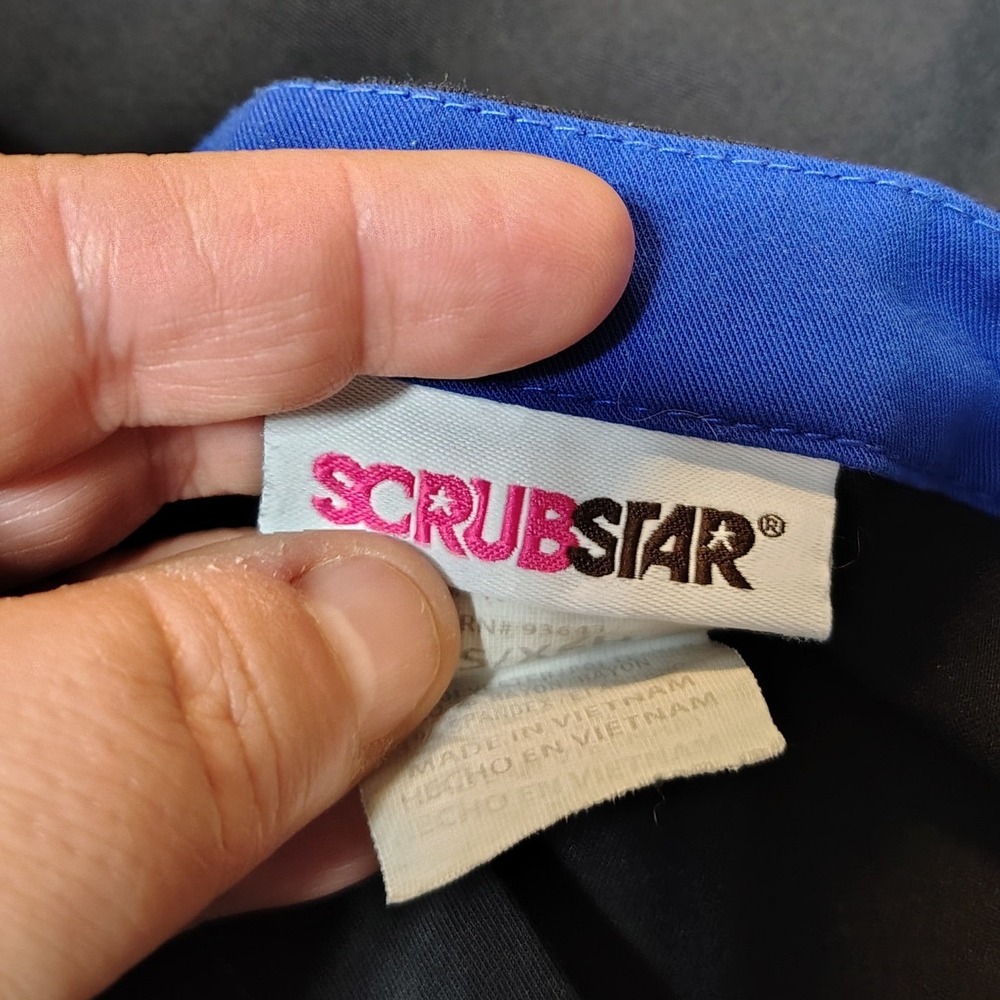SCRUBSTAR Top Lot of 3 Womens XS Black Royal Blue Trim V Neck Short Sleeve - Picture 8 of 11